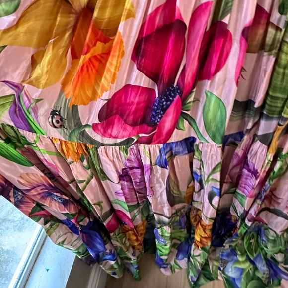 Anthro LIMERICK BY ABIRR N' NANKI Multi Color Crepe V Neck Floral dress women XL - Picture 3 of 9